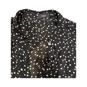 Theory XL sheer black top with white stars beautiful button down